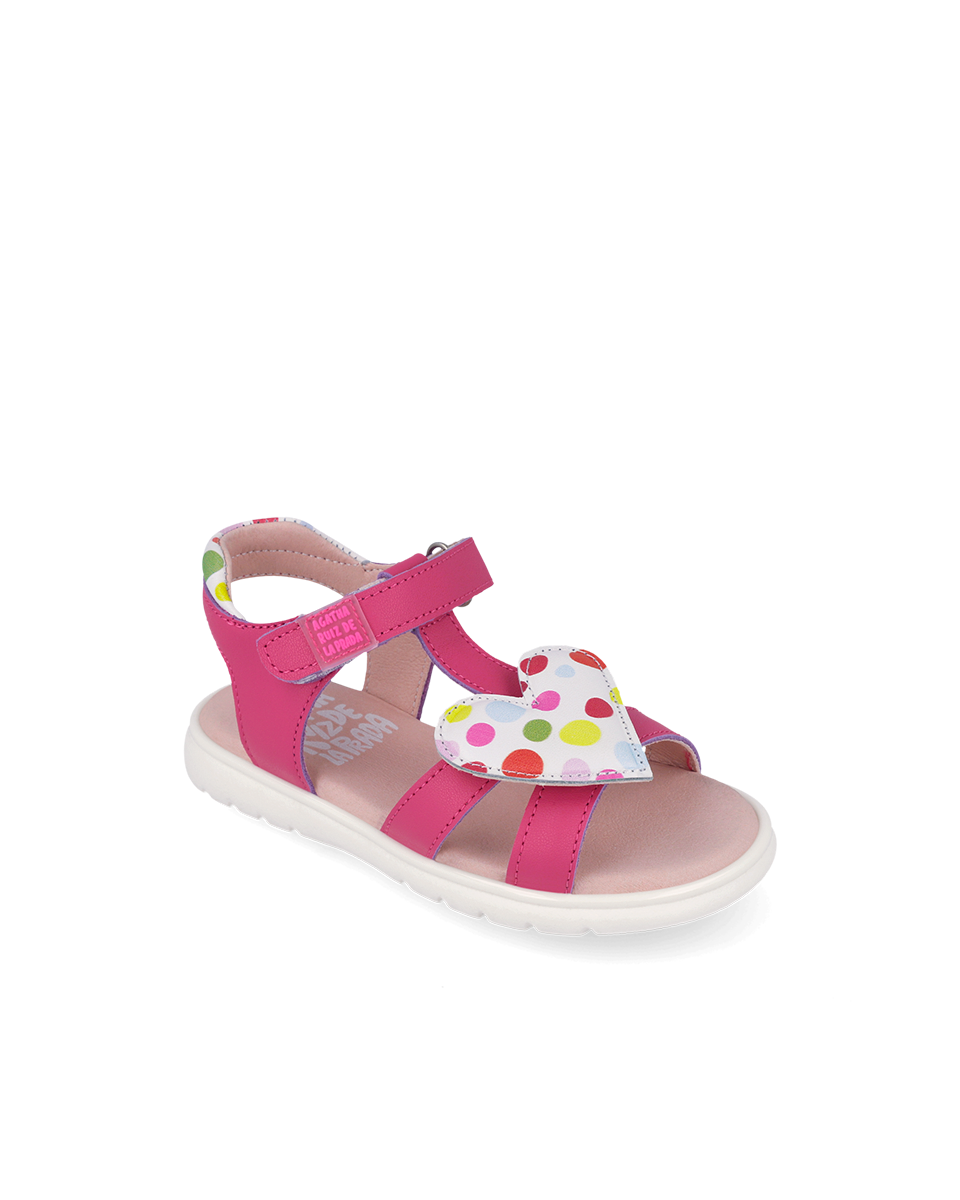 Agatha Ruiz girls' fuchsia sandal with touch-fastening strap