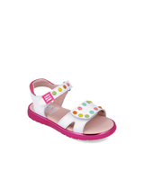 Agatha Ruiz girls' white sandal with touch-fastening strap