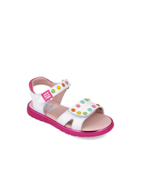 Agatha Ruiz girls' white sandal with touch-fastening strap