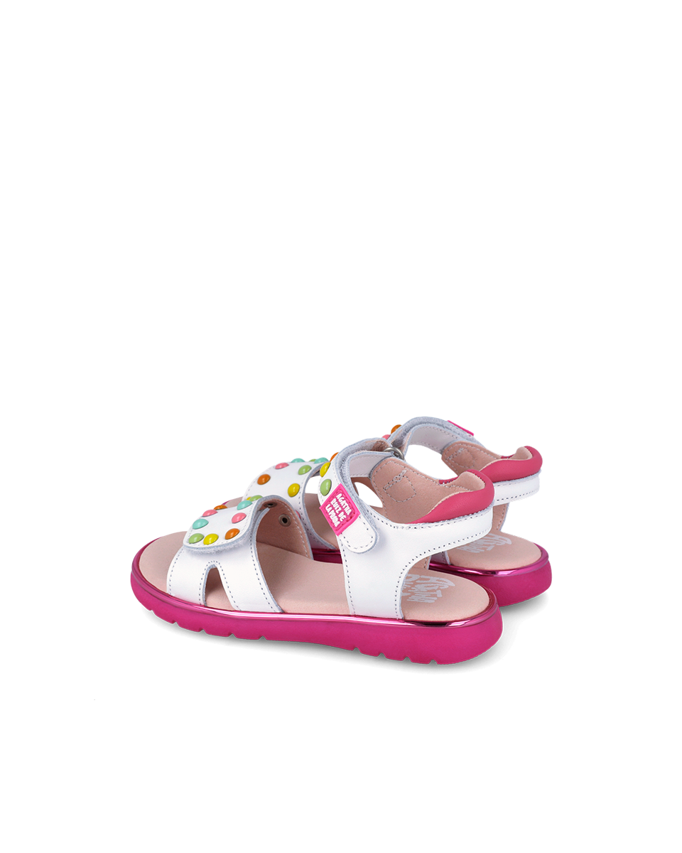 Agatha Ruiz girls' white sandal with touch-fastening strap