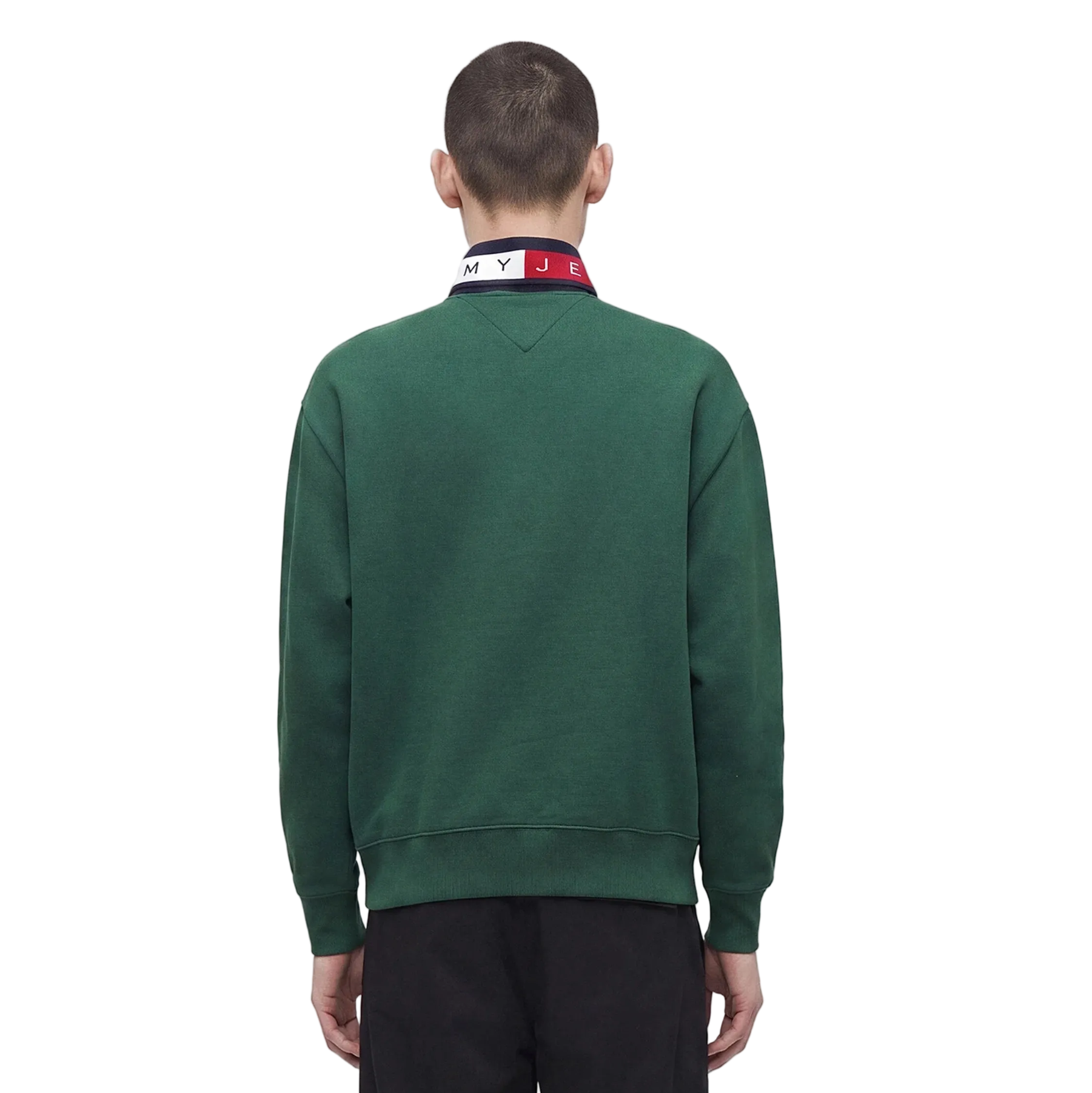 Tommy Jeans Mens Relaxed Branded Collar 1/4 Zip Velvet Green