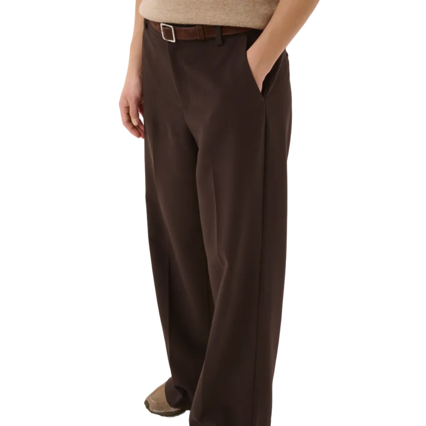 Part Two women's taupe wide-leg trousers