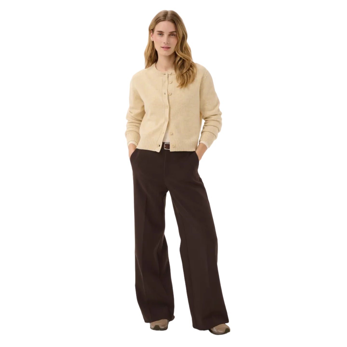 Part Two women's taupe wide-leg trousers