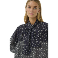 Part Two Womens Yanina Blouse Dark Navy Fragile Print