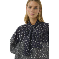 Part Two Womens Yanina Blouse Dark Navy Fragile Print