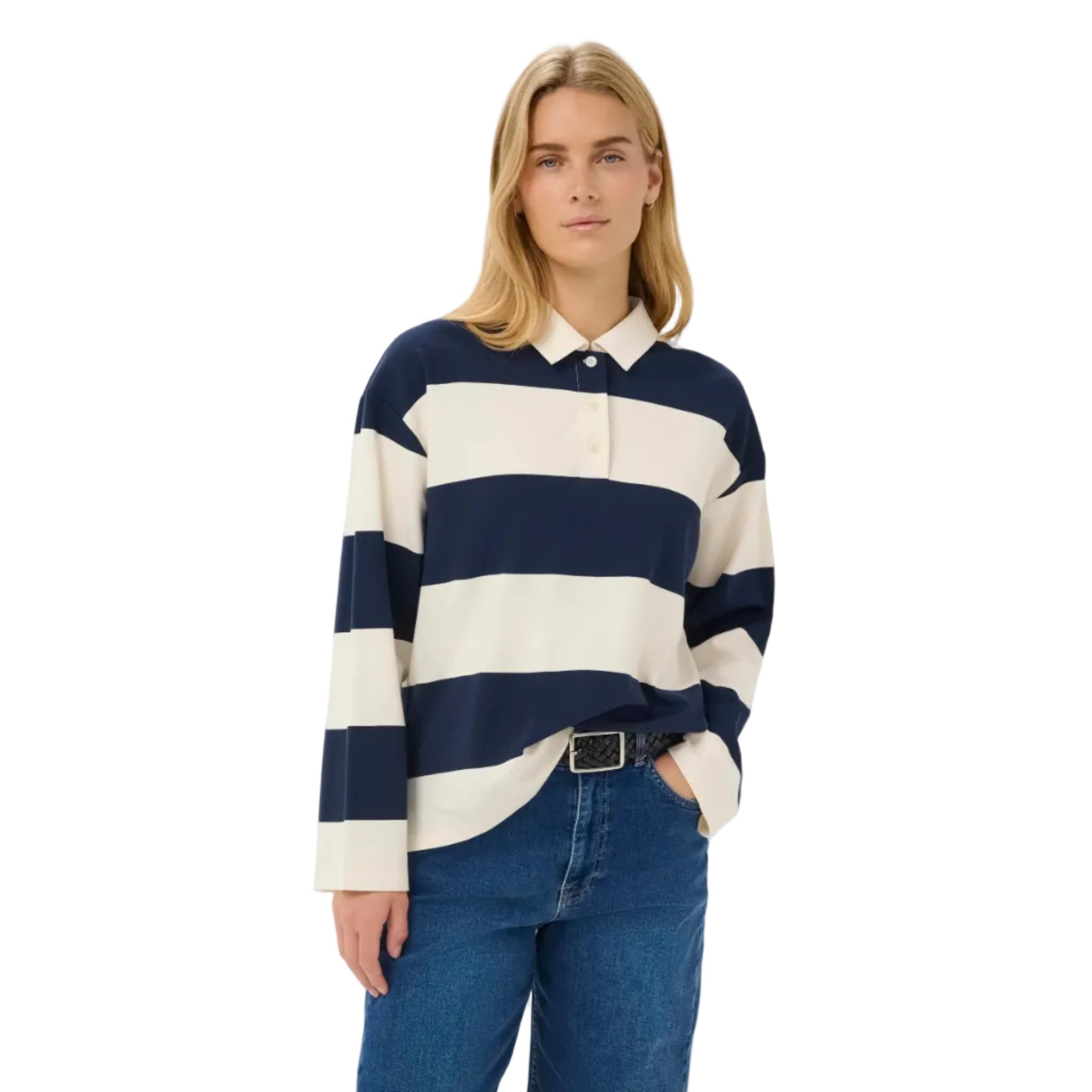 Part Two Womens AmariPW Rugby Top Aftermidnight Stripe