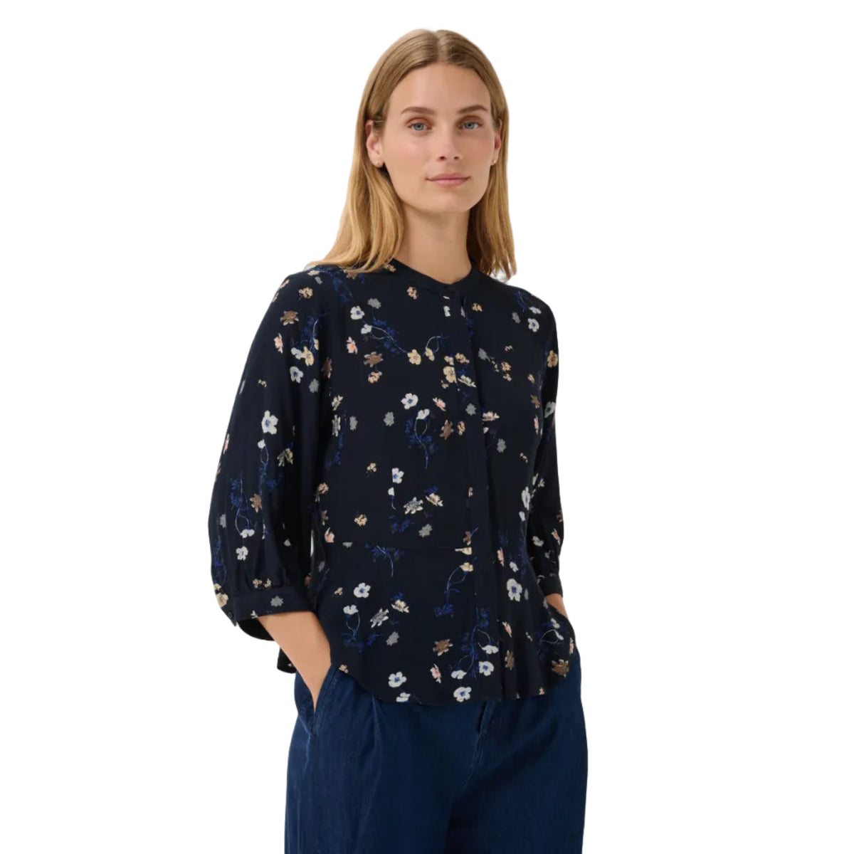 Part Two women's dark navy botanical floral print Constantina shirt