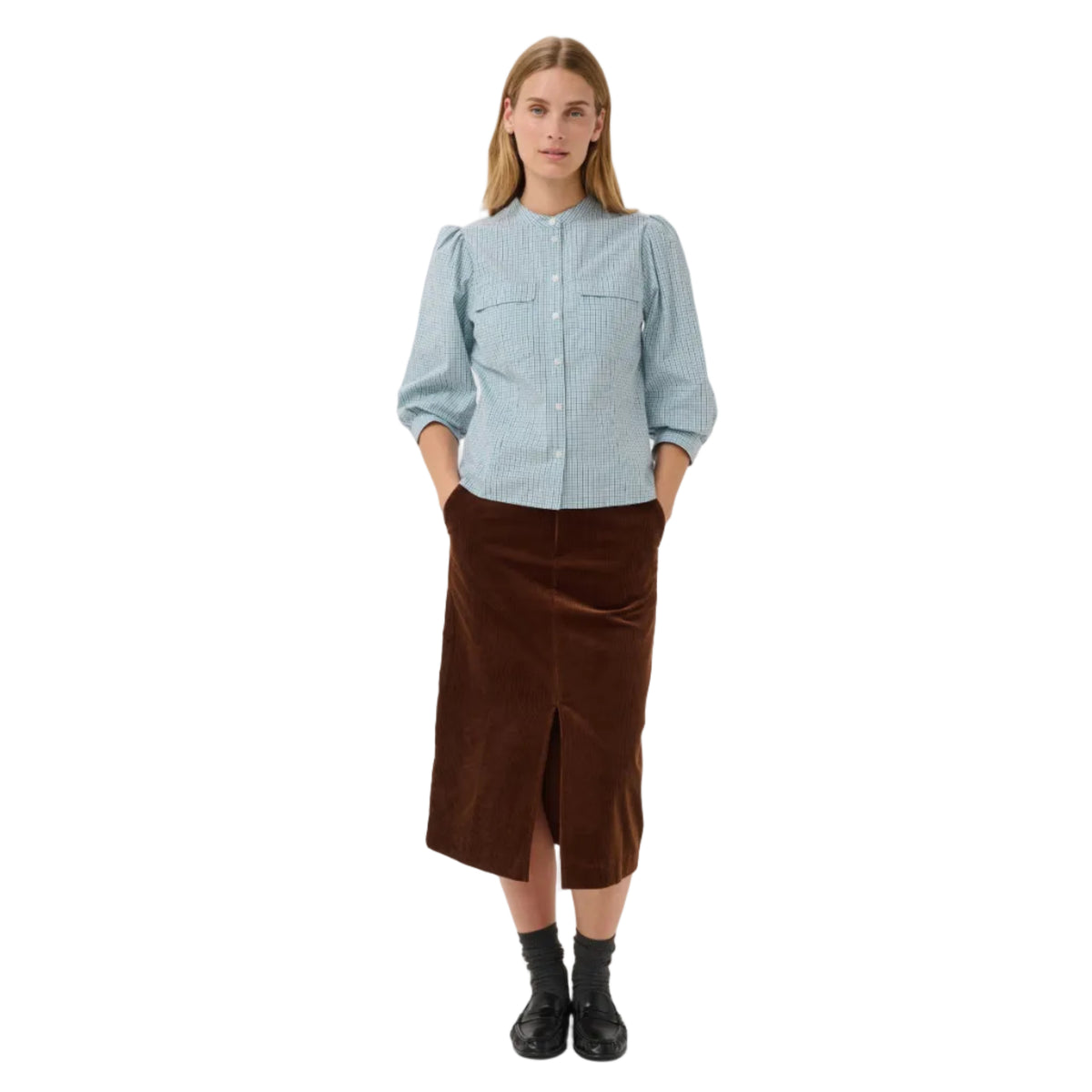 Part Two women's Gray Dawn check Chinette shirt