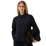Part Two Womens Shirt Carolla Dark Navy Flower Jacquard