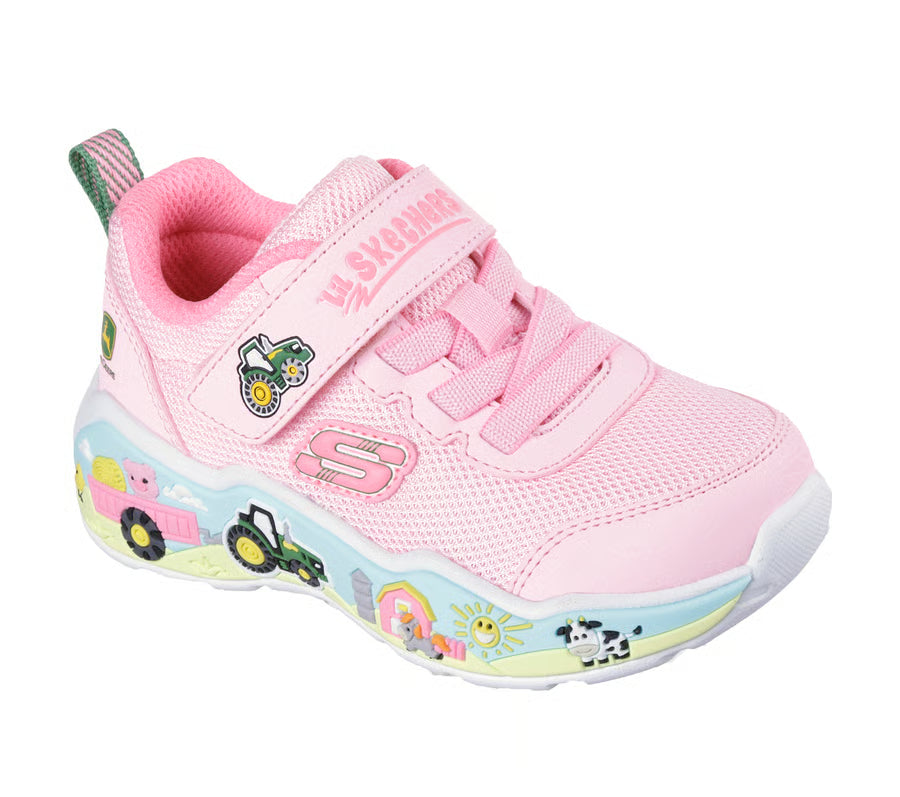 Skechers Girls Trainer John Deere Play Scene Farm Girlie Pink/Multi