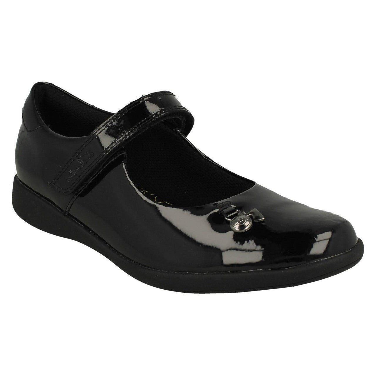 Clarks Girls School Etch Mist K Black Patent