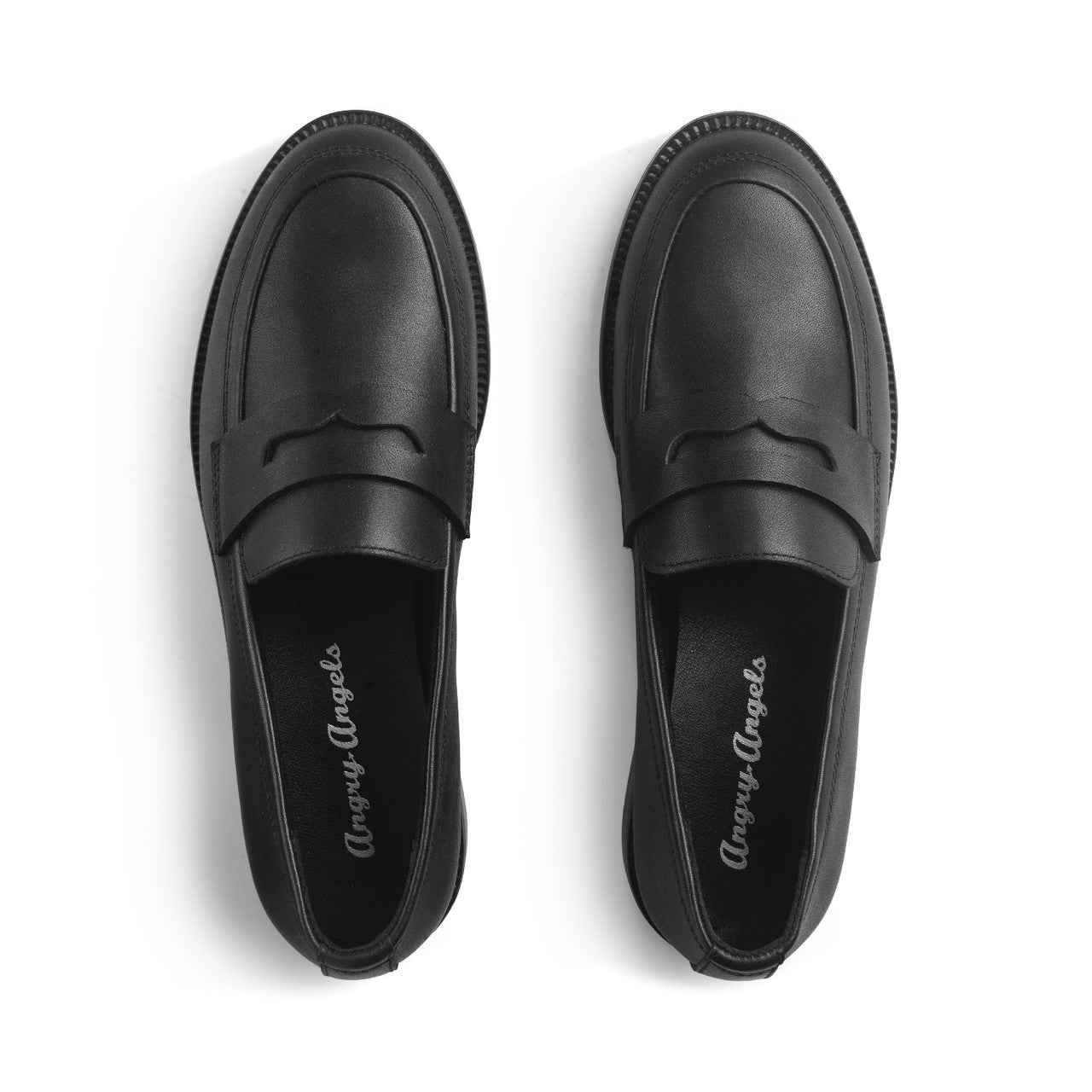 Angry Angels Kids School Shoe Milan Black Leather