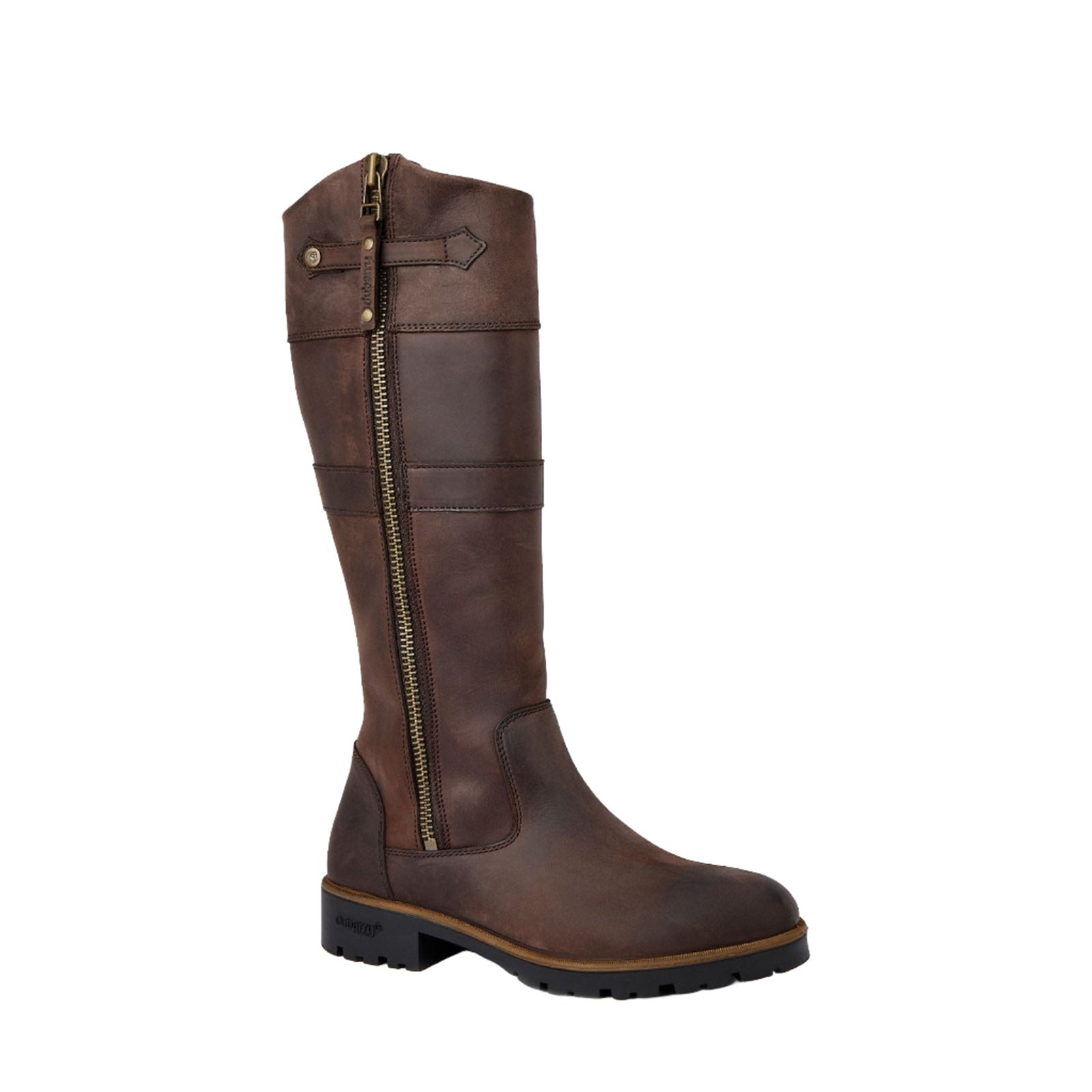 Dubarry Roundstone women's old rum leather waterproof country boot with full-length zip