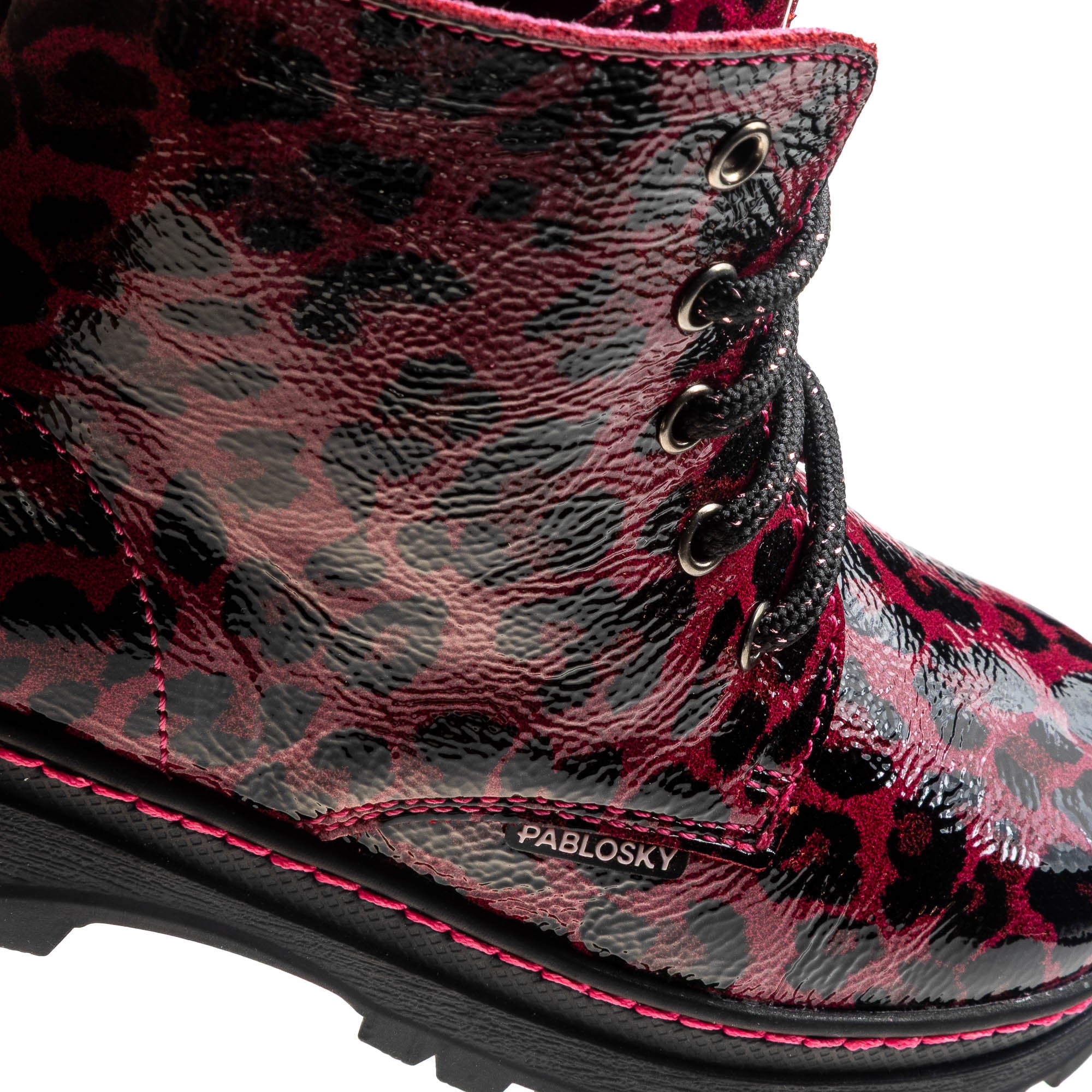 Pablosky Girls Boot 453679 Red Leopard Print