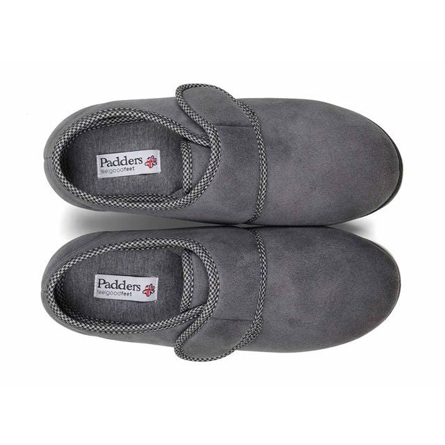 Padders Mens Slippers Harry Dark Grey