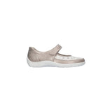 Waldlaufer women's beige leather shoe with touch-fastening strap