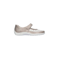 Waldlaufer women's beige leather shoe with touch-fastening strap