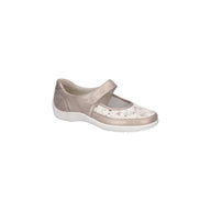 Waldlaufer women's beige leather shoe with touch-fastening strap