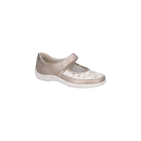 Waldlaufer women's beige leather shoe with touch-fastening strap