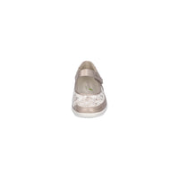 Waldlaufer women's beige leather shoe with touch-fastening strap