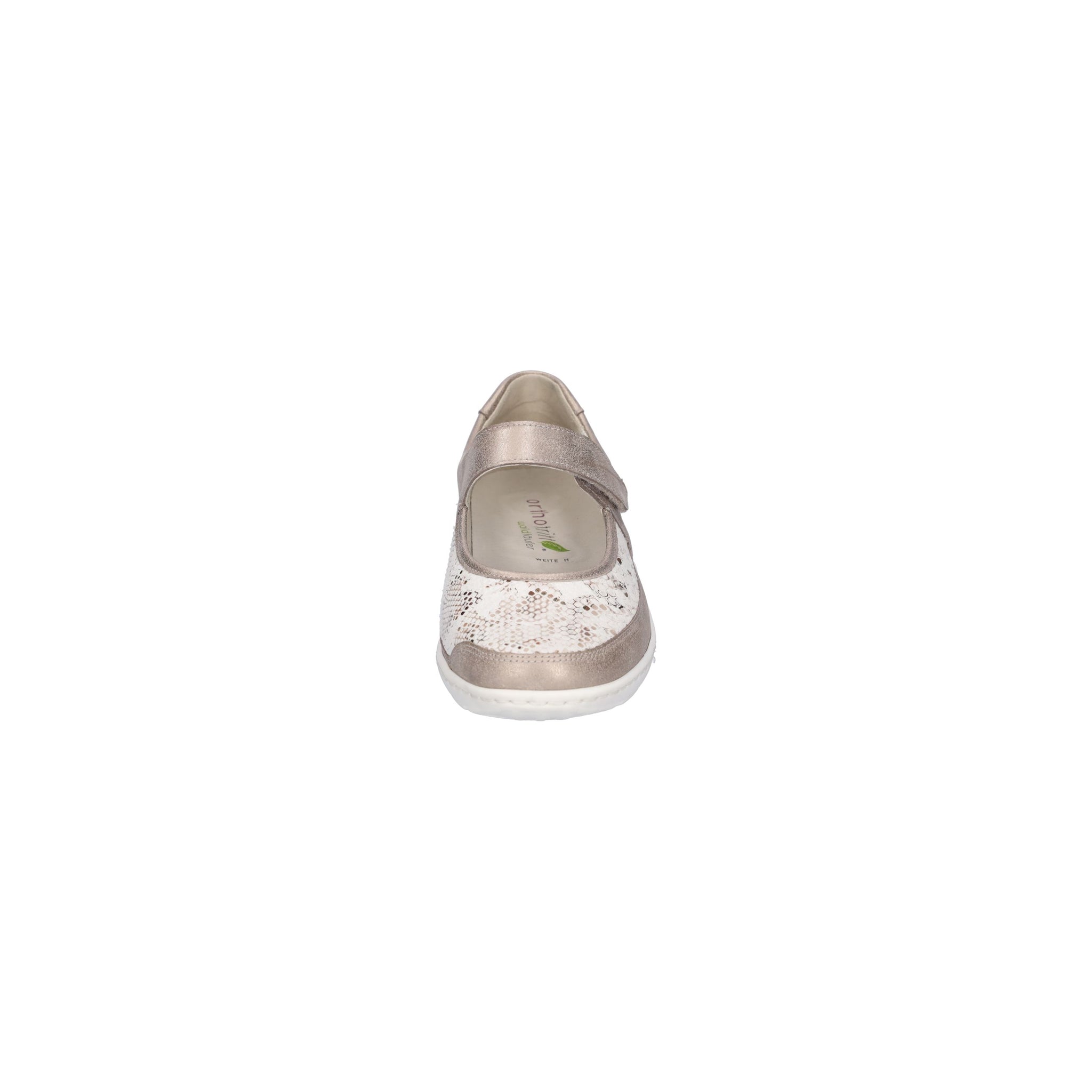 Waldlaufer women's beige leather shoe with touch-fastening strap