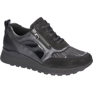 Waldlaufer women's black patent lace-up trainer