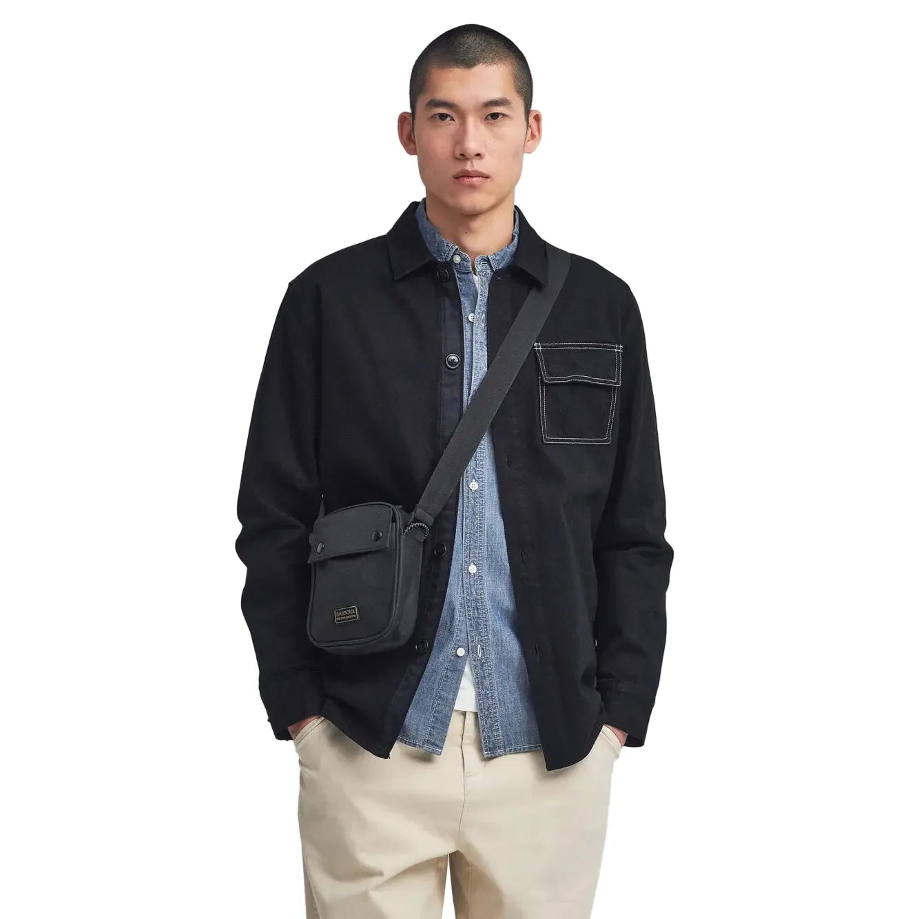 Barbour International unisex black bag with zip