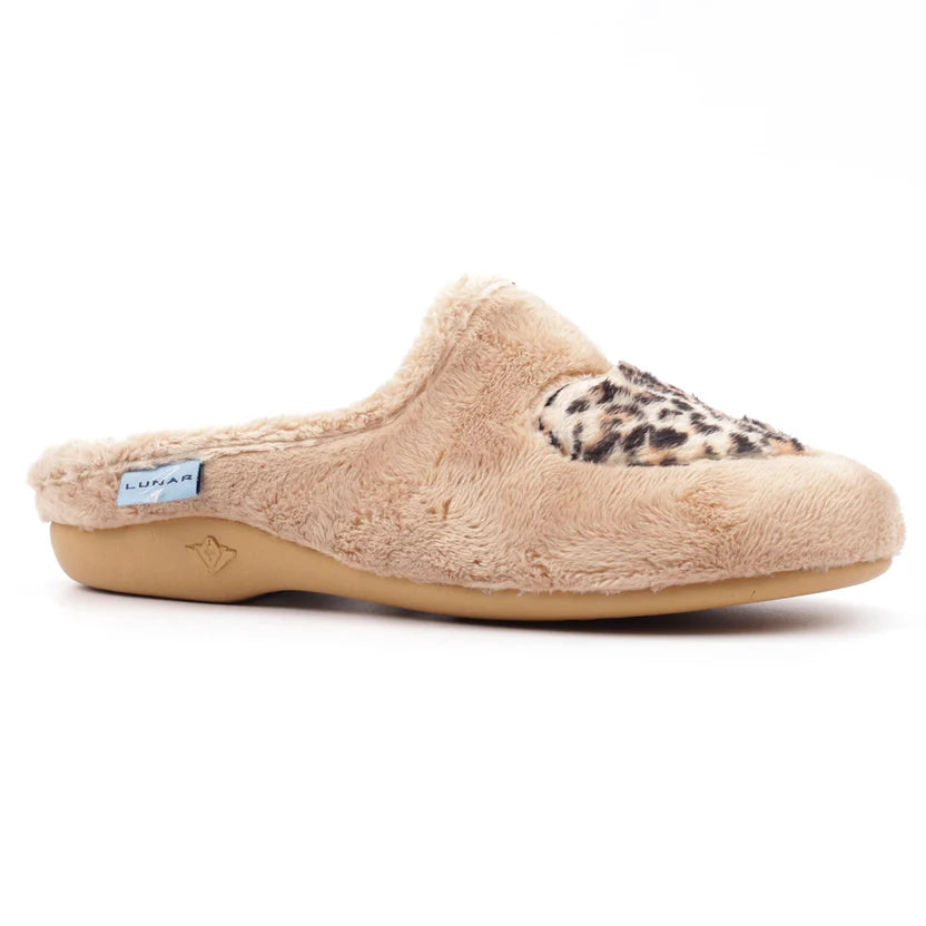 Lunar women's beige leopard print slipper