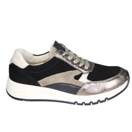 Waldlaufer Womens Trainer 957003 Iron Schwarz Creme