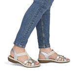 Rieker women's denim sandal with elasticated