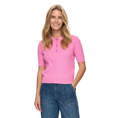 Numph Womens Nualette Polo Fuchsia Pink