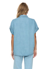 Numph Womens Nuelida Sleevless Shirt Light Blue Denim