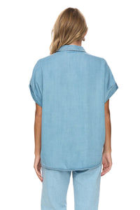 Numph Womens Nuelida Sleevless Shirt Light Blue Denim
