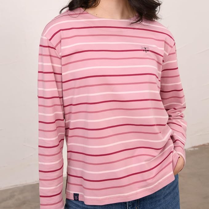 Lighthouse women's Causeway II long sleeve top in wild rose, pink and berry stripe