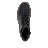 Rieker 72617 women's black lace-up ankle boot with inside zip and fleece lining