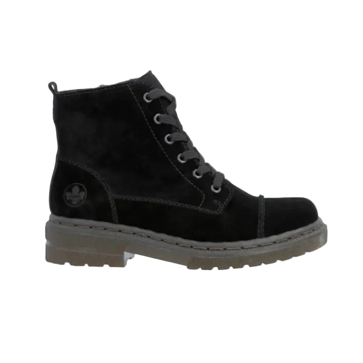 Rieker women's black textured lace-up ankle boots