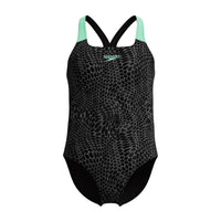 Speedo Girls Swimsuit Digital Allover Powerback Green