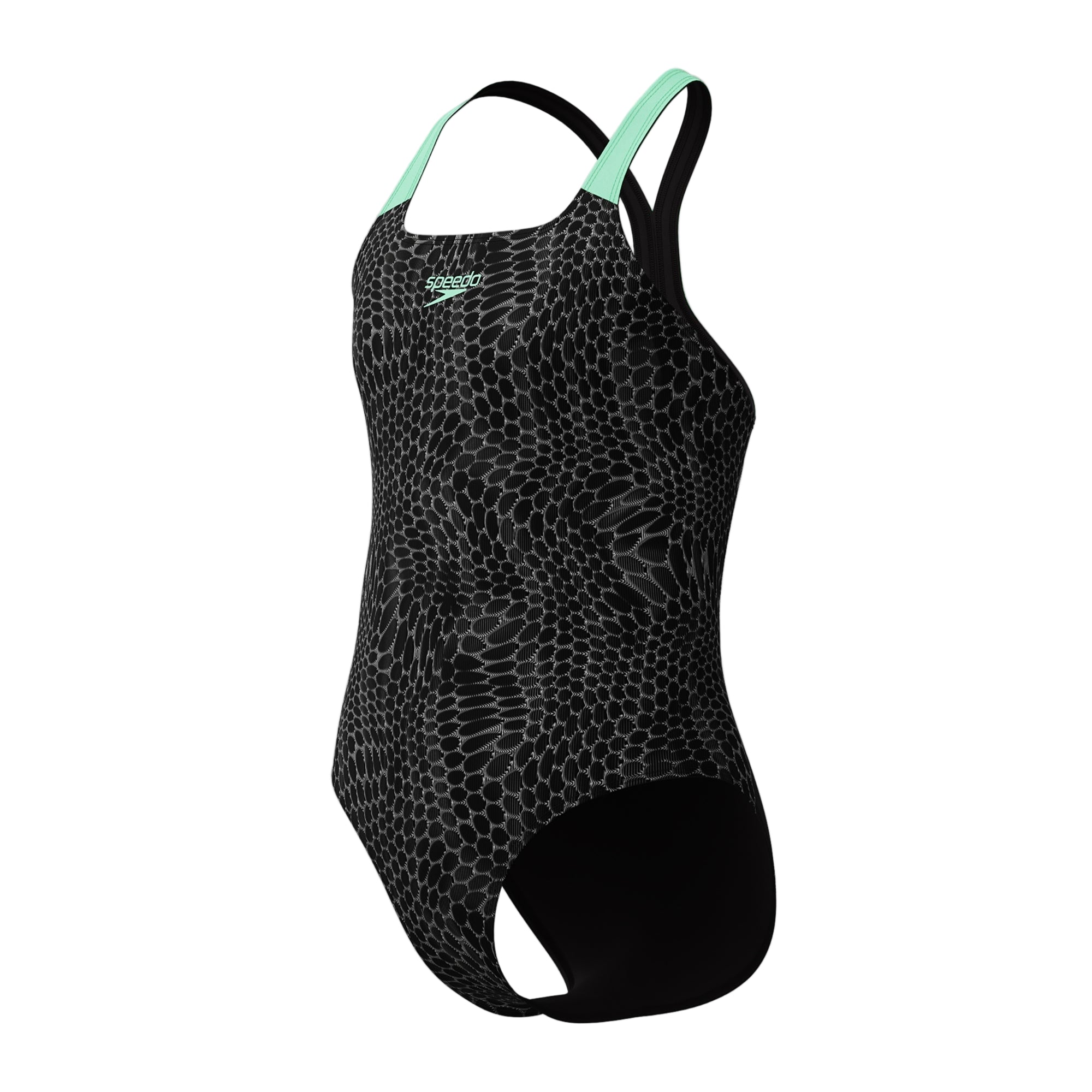 Speedo Girls Swimsuit Digital Allover Powerback Green