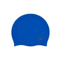 Speedo Adults Swimming Cap Plain Moulded Silicone Blue