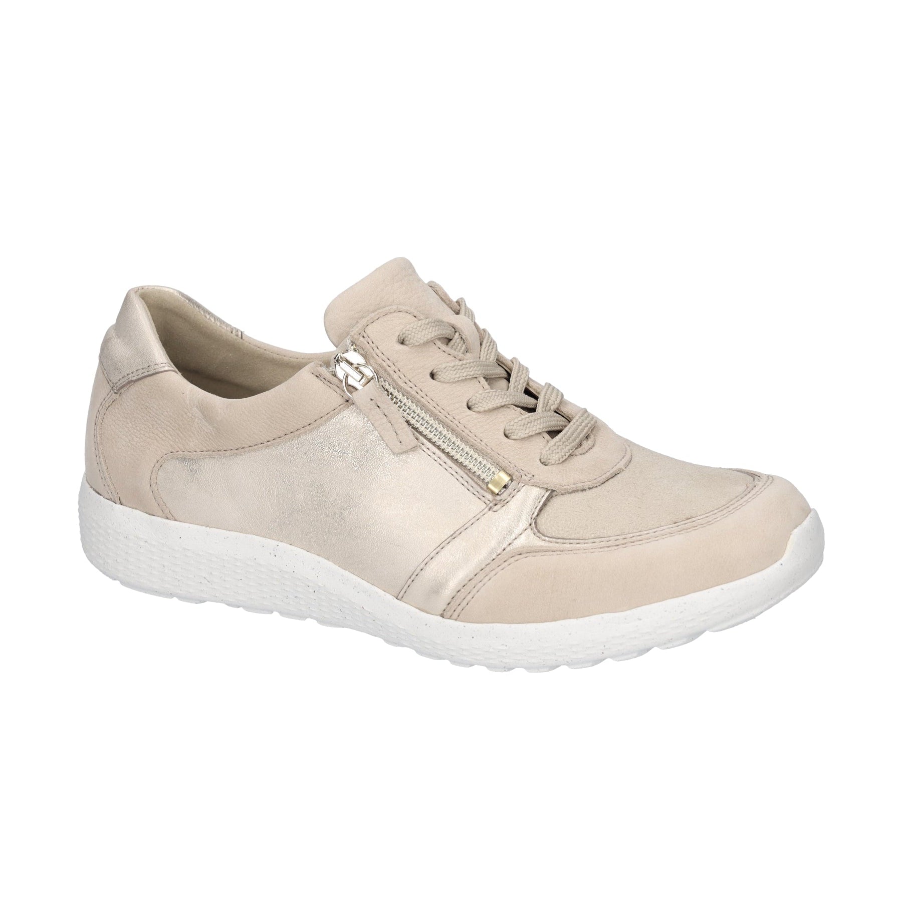 Waldlaufer women's gold suede lace-up trainer