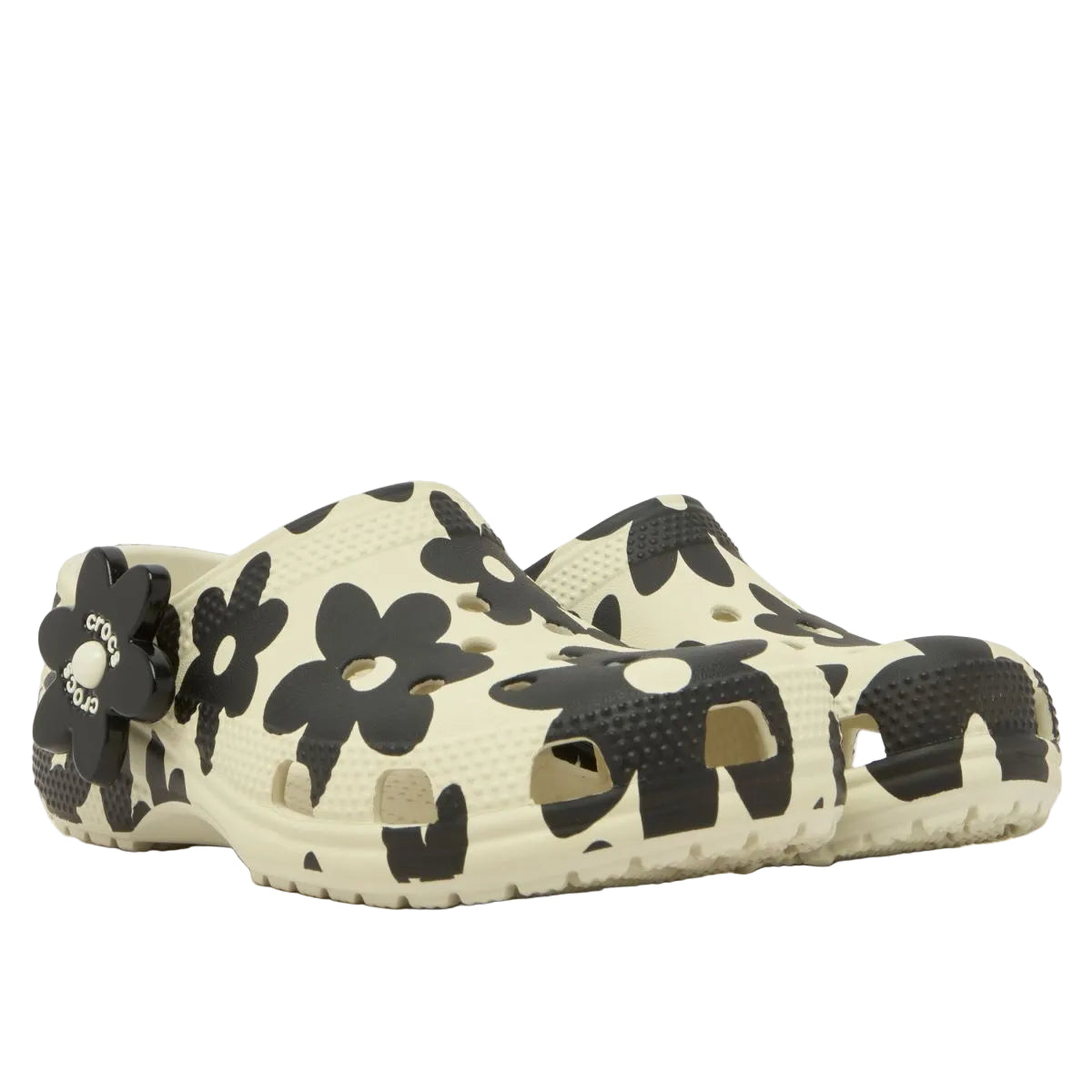 Crocs Girls Classic Pop Petals Clog Black/White