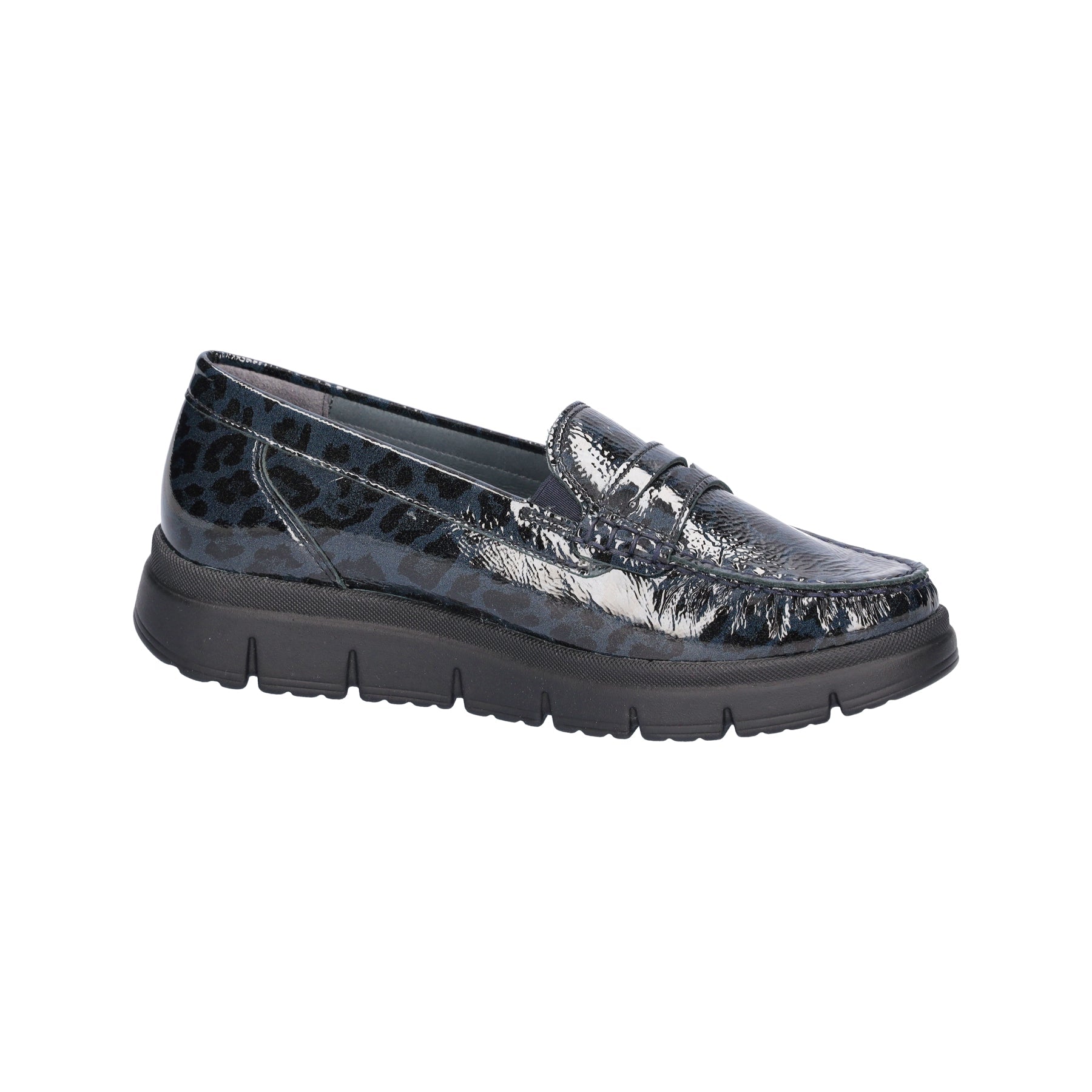 Waldlaufer women's navy patent slip-on loafer