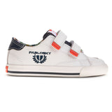 Pablosky boys' white leather shoe with velcro