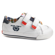 Pablosky boys' white leather shoe with velcro