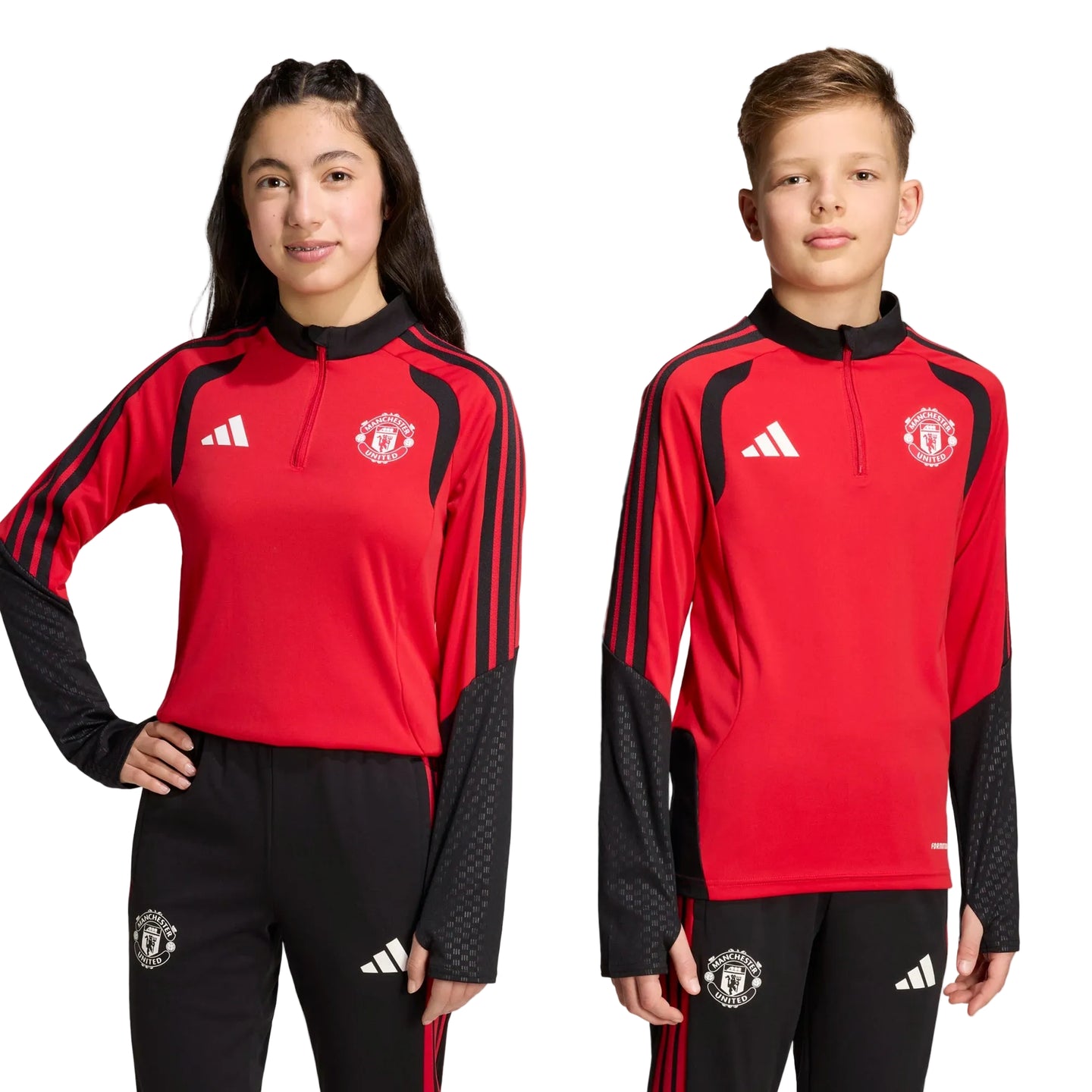 Adidas kids' red Manchester United training top