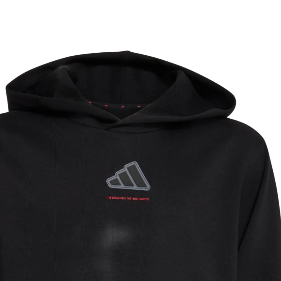 Adidas Boys Hoodie Slogan Fleece Black