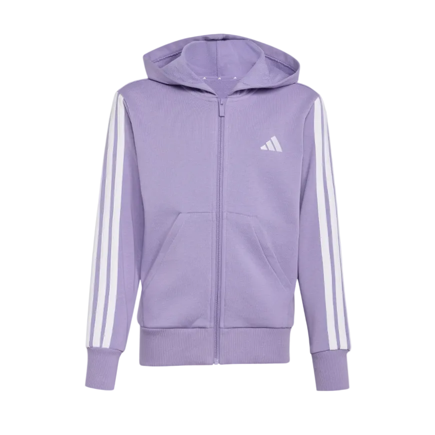 Adidas girls' white cotton hoodie with zip