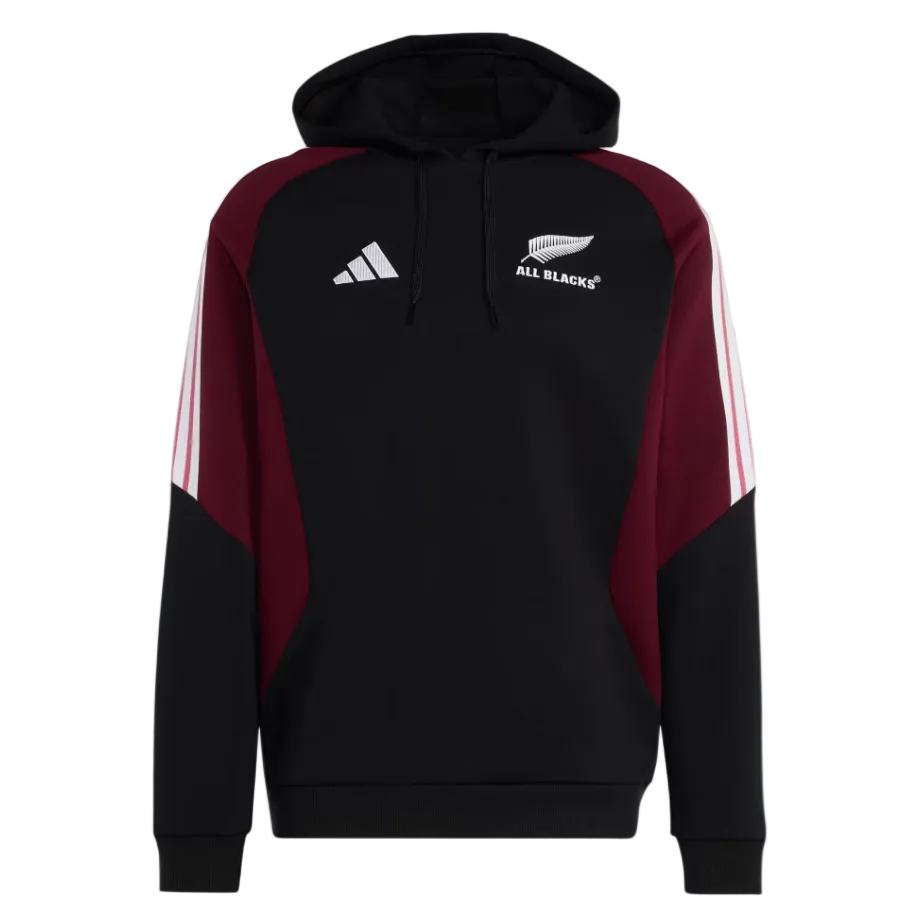 Adidas Mens Hoodie All Black Black/Maroon