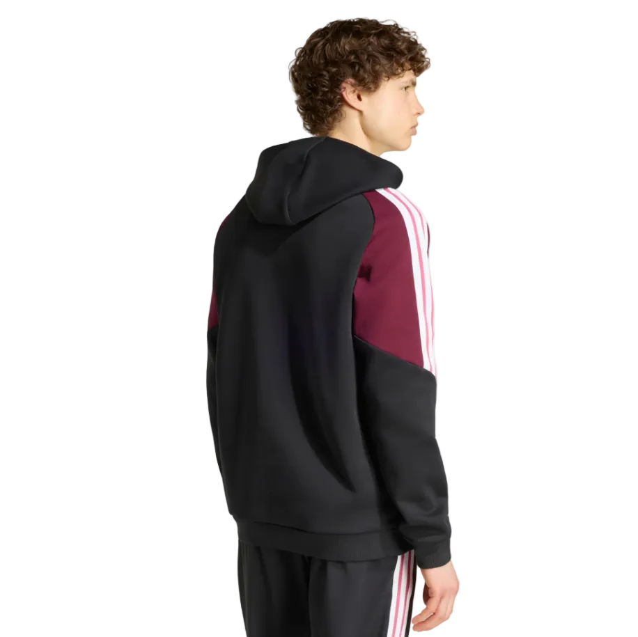Adidas Mens Hoodie All Black Black/Maroon