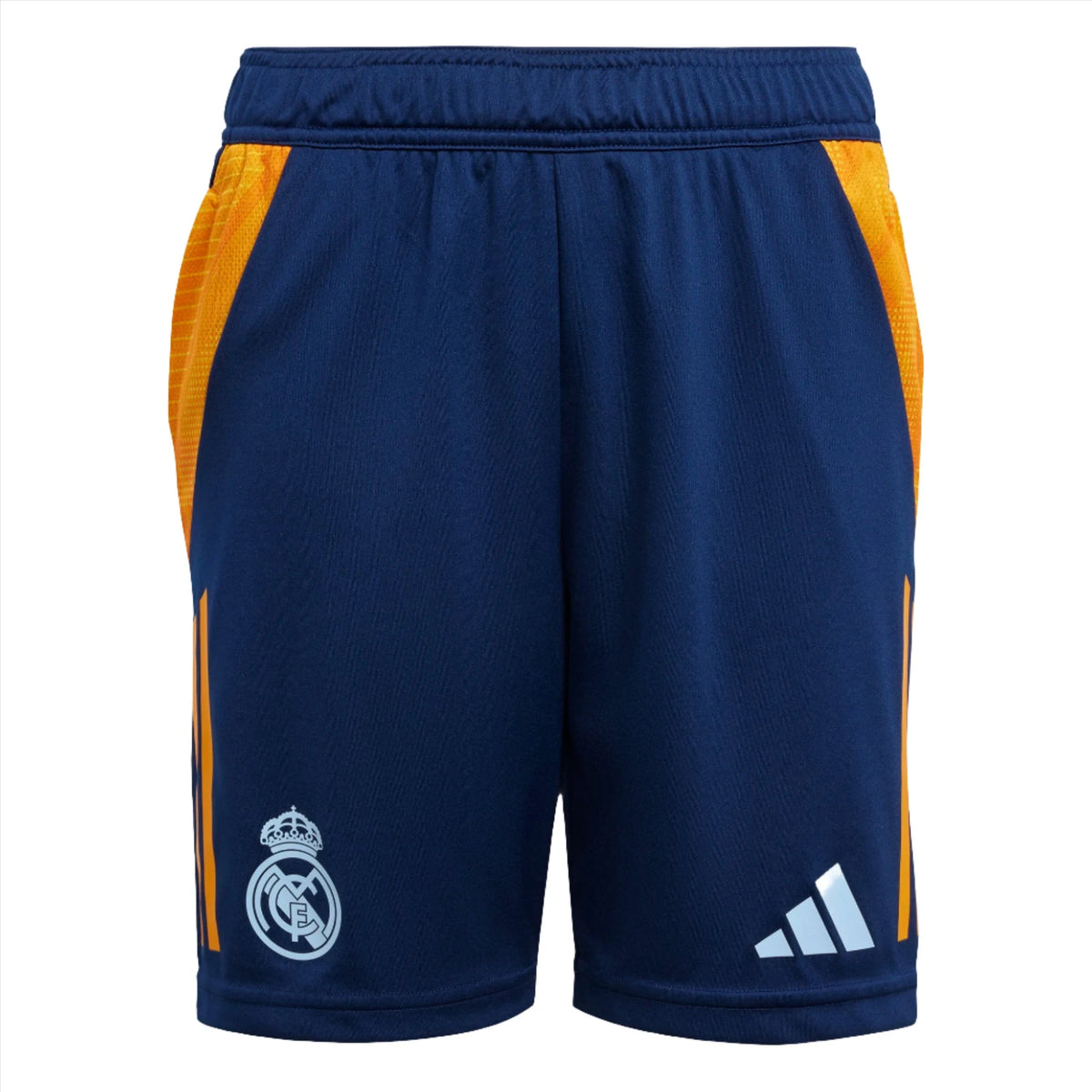 Adidas Real Madrid Tiro 24 junior navy and orange training shorts with zip pockets